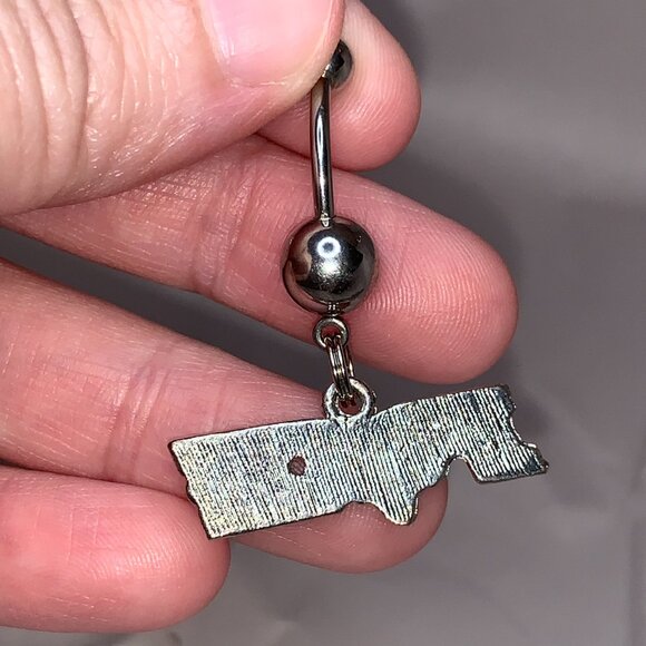 White and Green Fox Dangle Belly Ring - Picture 4 of 9